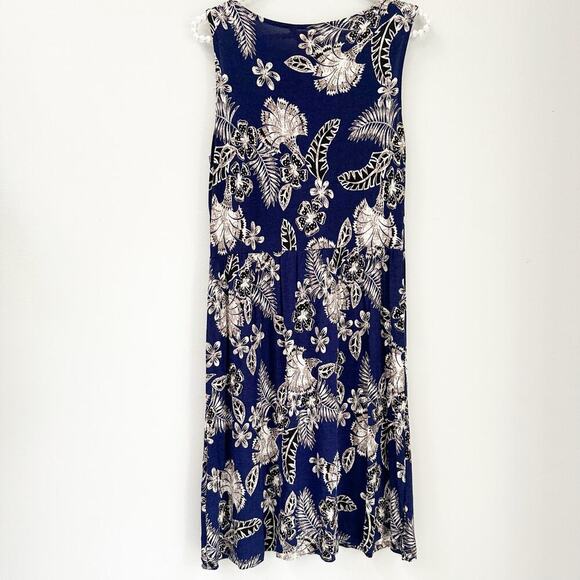 Joe Fresh Floral Dress Size 8 Navy Blue Sleeveless A-Line - Picture 2 of 7